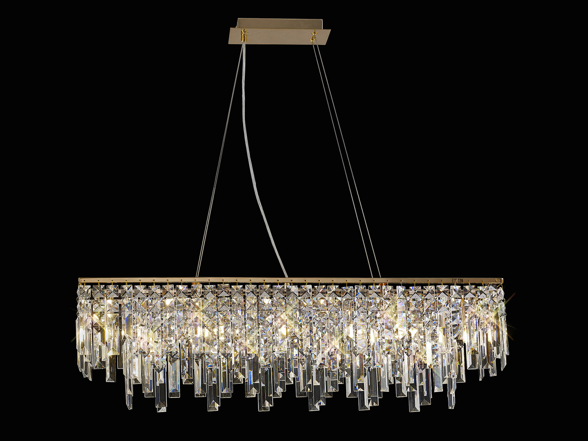 Maddison French Gold Crystal Ceiling Lights Diyas Linear Crystal Fittings